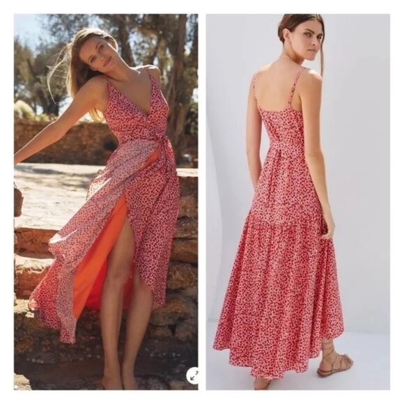 Hutch Dresses & Skirts - NWOT Anthropologie Hutch Polka Dot Wrap Dress with Orange Accent lining size XS